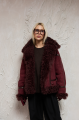 Burgundy suede double-sided sheepskin coat made of natural sheepskin